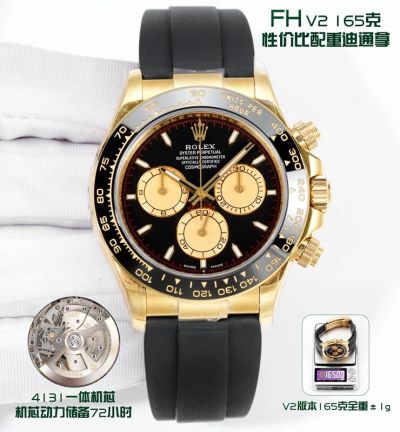 FH Factory Rolex Daytona 40mm 4131 Movement 72h 904L Steel YG Case Watch